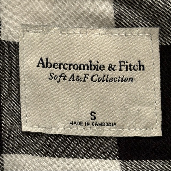 Abercrombie & Fitch Black Plaid Flannel Long Sleeve Button Down Shirt Sz Sm - Picture 7 of 8